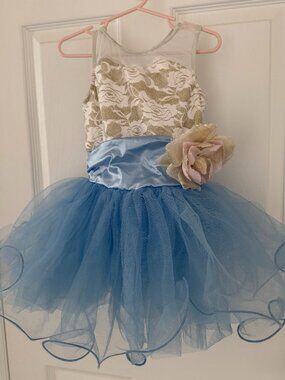 Girls Dance Weissman Recital Costume Tutu Size SC – blue/cream